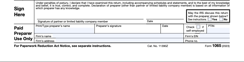 Late filing penalty for 1065 - signature section for form 1065