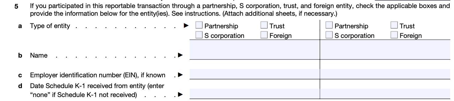 form 8886 line 5 instructions