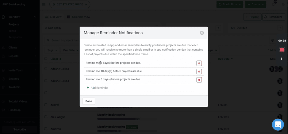 Late filing penalty for 1065: setting due date reminder using workflow software