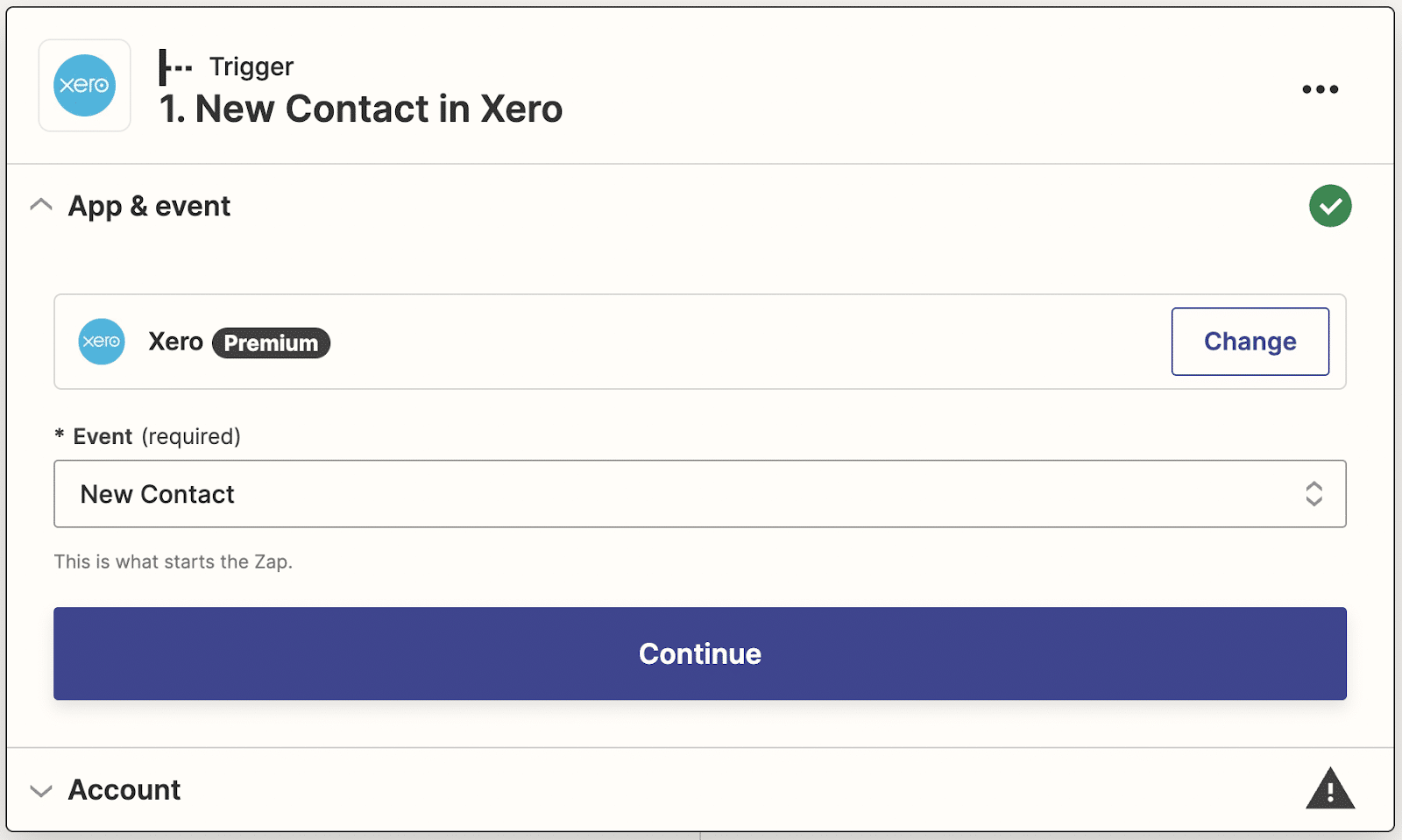 xero Financial Cents and Zapier integration set up step 2