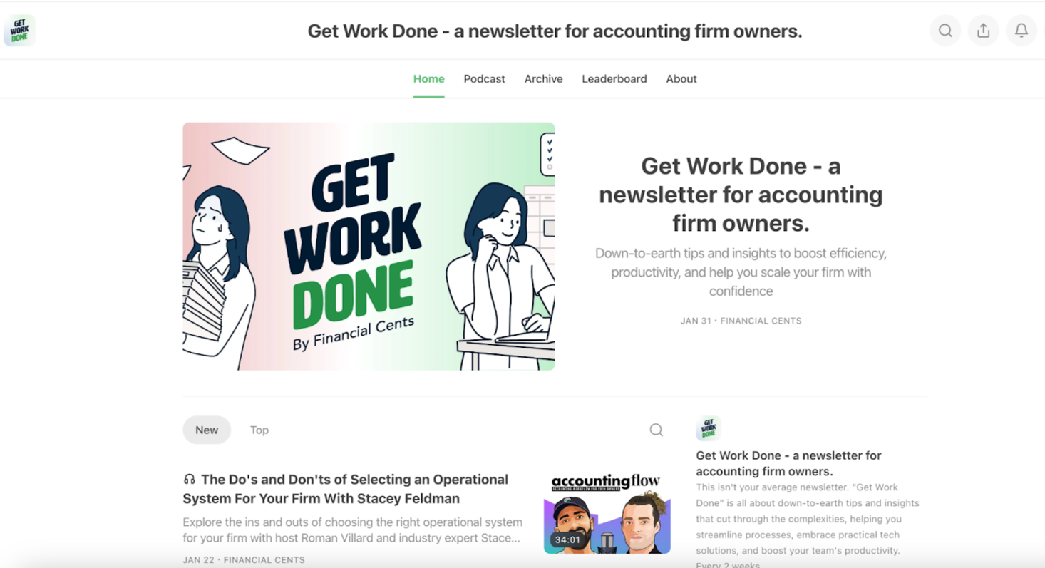 Financial Cents accounting newsletter - get work done