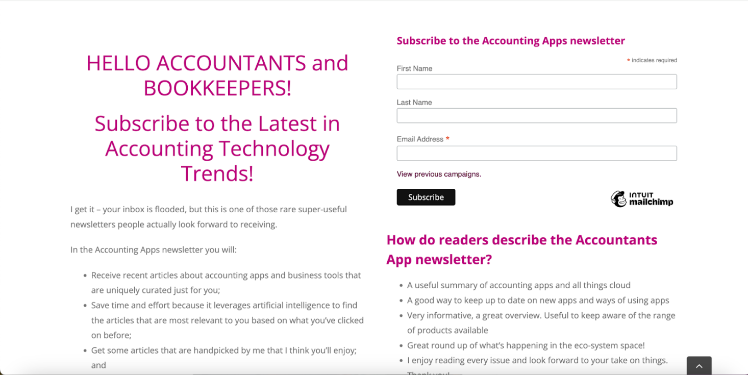 accounting apps newsletter