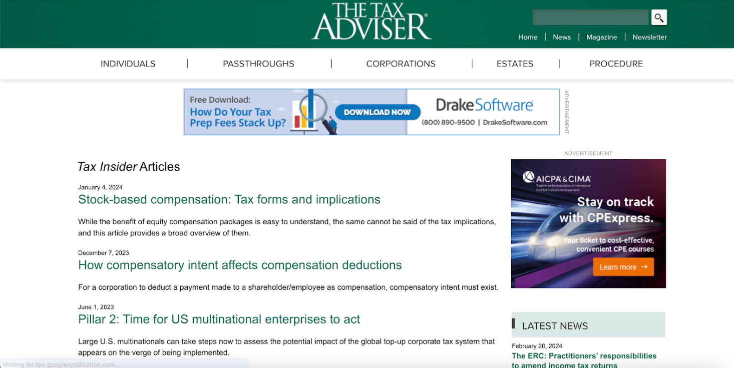 newsletters for tax professionals - the tax adviser newsletter