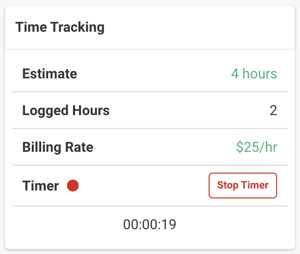 time tracking in Financial Cents