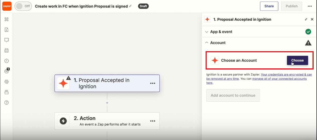 choose an ignition account