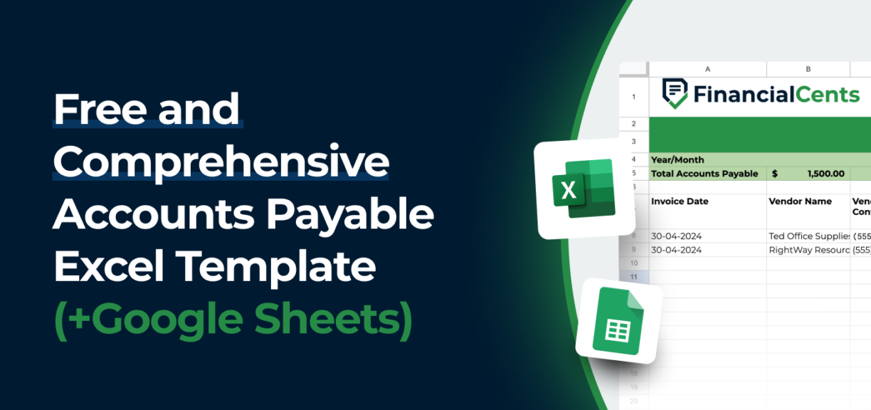 blog cover image for free and comprehensive accounts payable excel template and google sheets