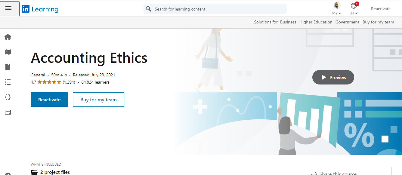 LinkedIn learning accounting ethics certification course