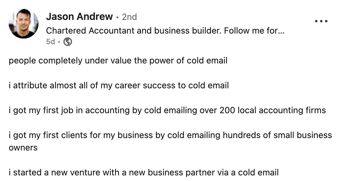 Andrew's post on LinkedIn