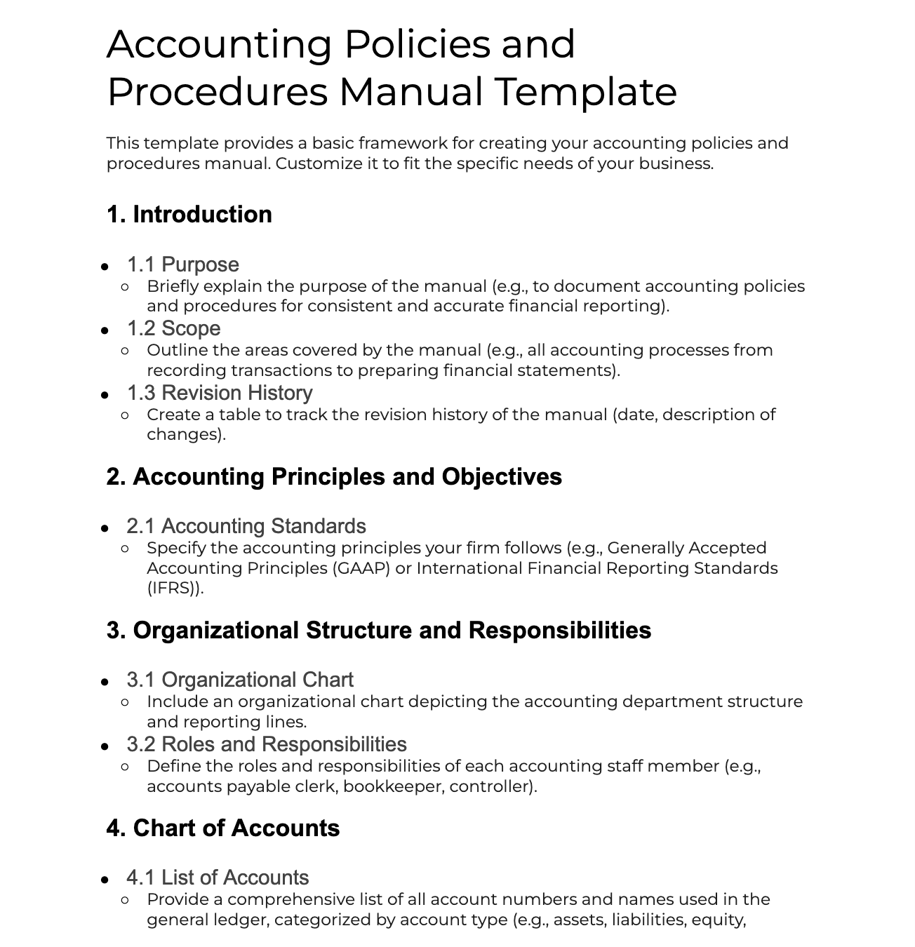 sample of accounting policies and procedures template