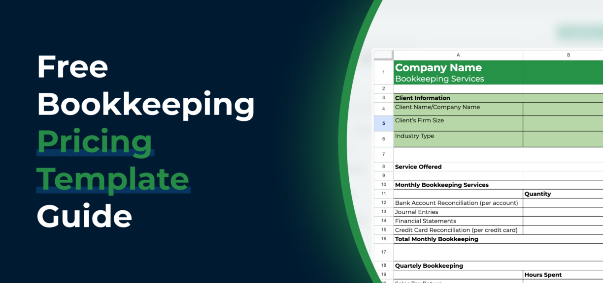 blog cover image for free bookkeeping pricing template guide