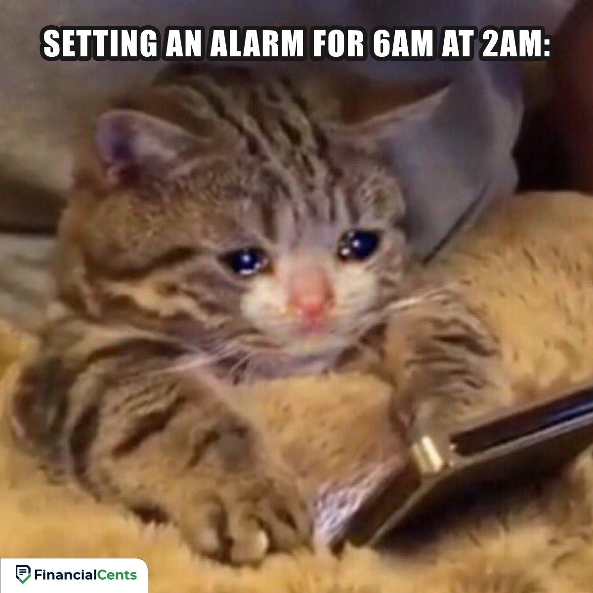 setting up an alarm to continue filing taxes meme