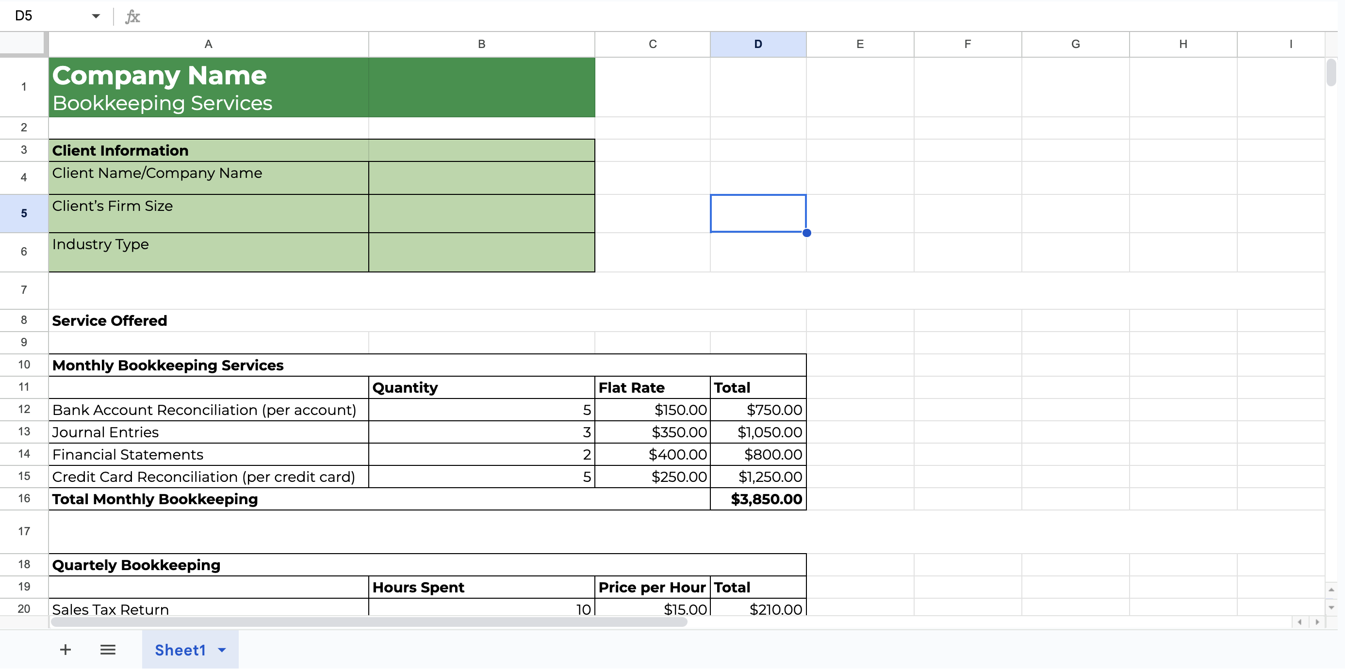 bookkeeping spreadsheet - bookkeeping pricing template