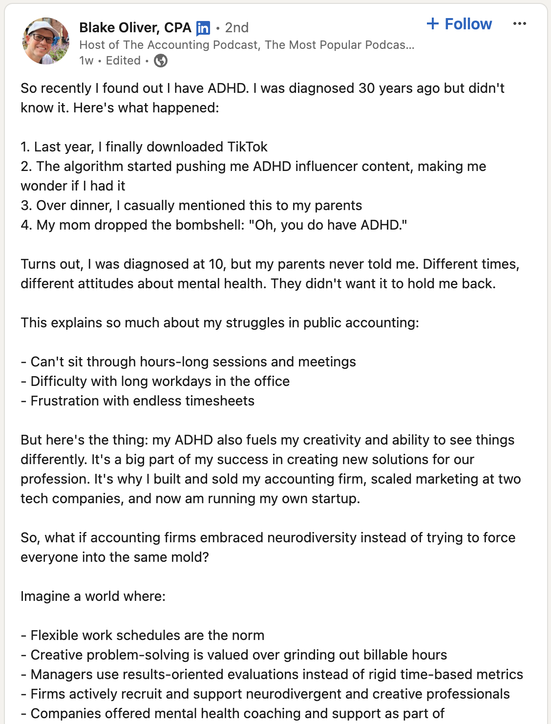 Blake Oliver's post about ADHD