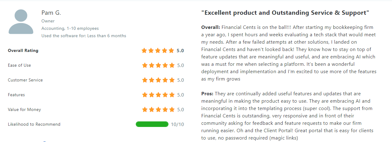 Pam G's review of Financial Cents