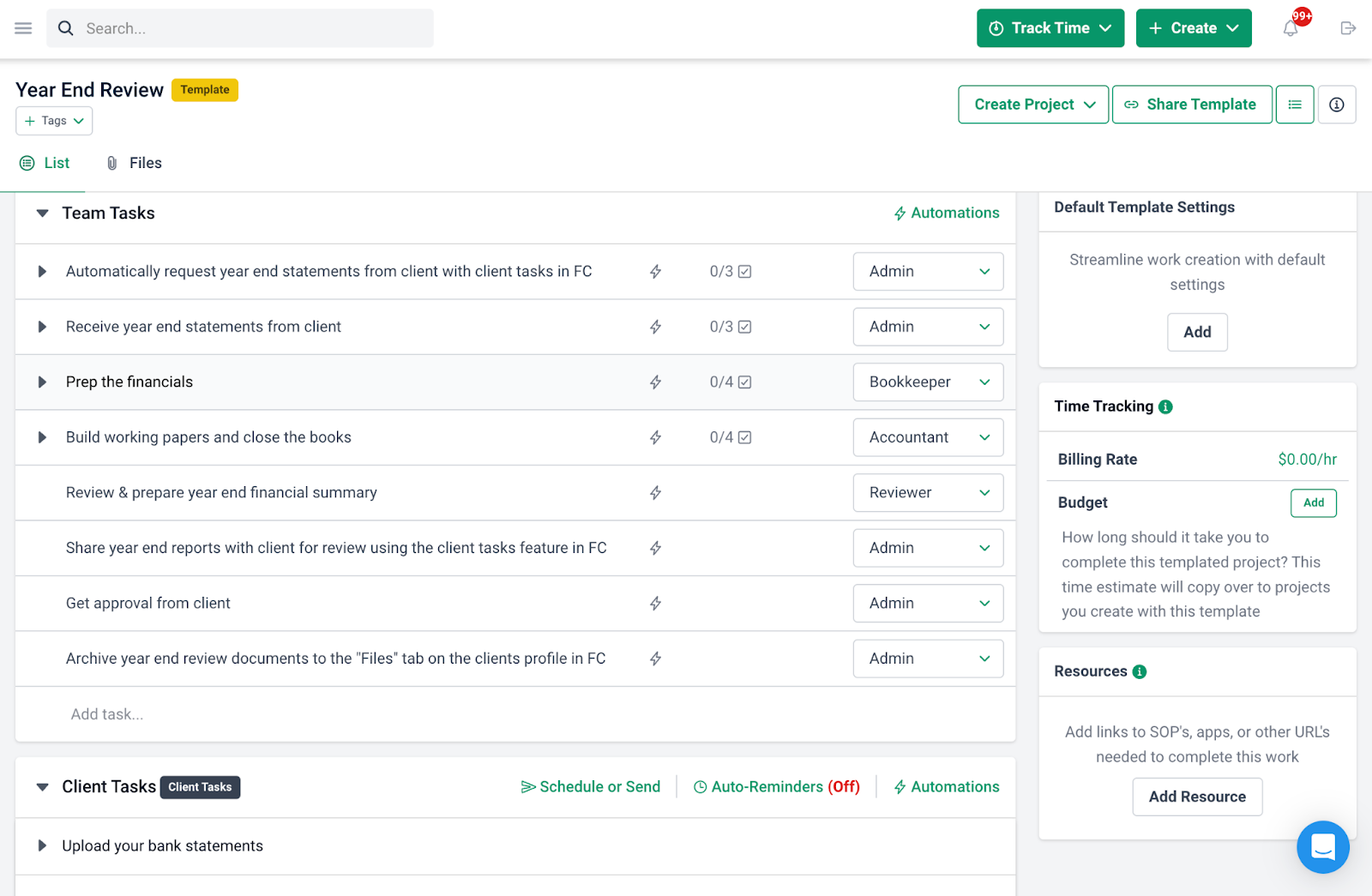 screenshot of Financial Cents Year end accounting checklist template