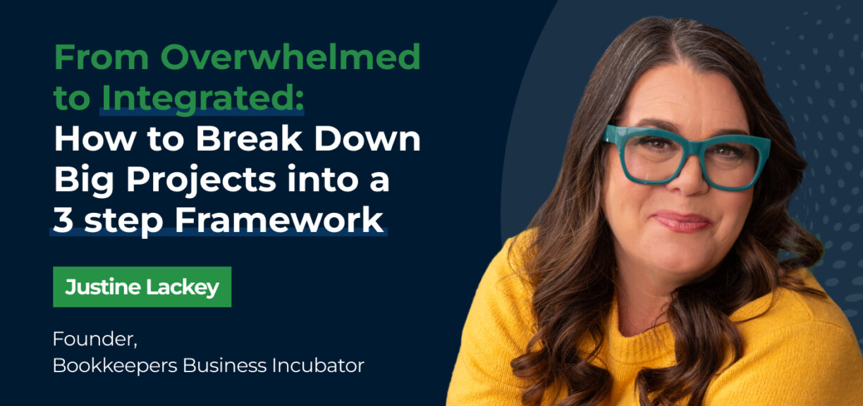 blog cover image for From Overwhelmed to Integrated: How to Break Down Big Projects into a 3-Step Framework w/Justine Lackey