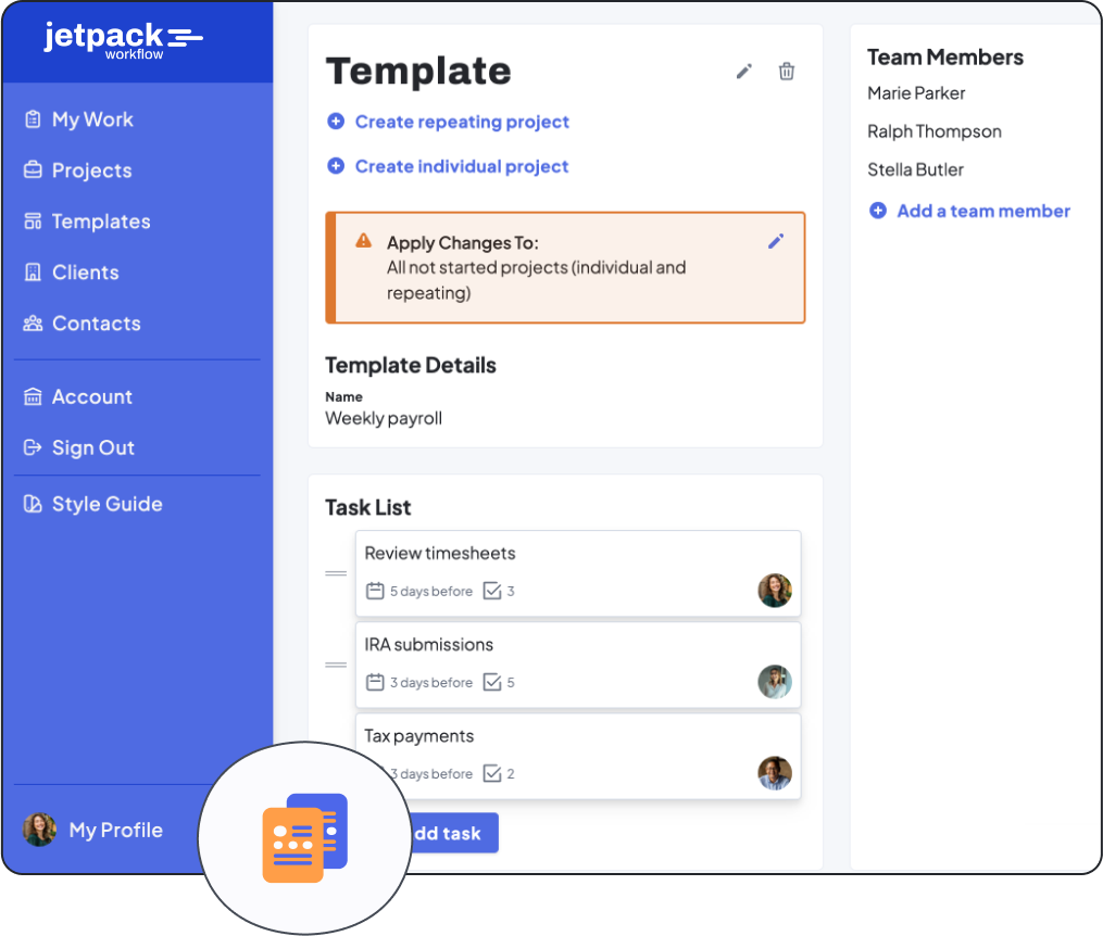 jetpack workflow's dashboard