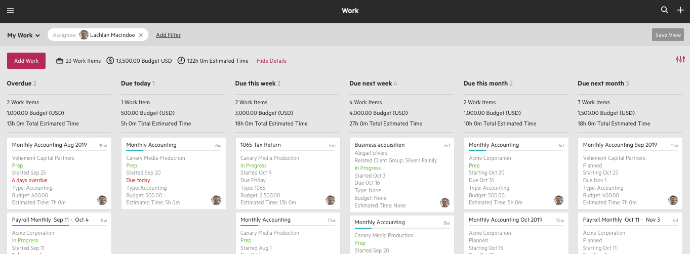 Karbon's workflow dashboard