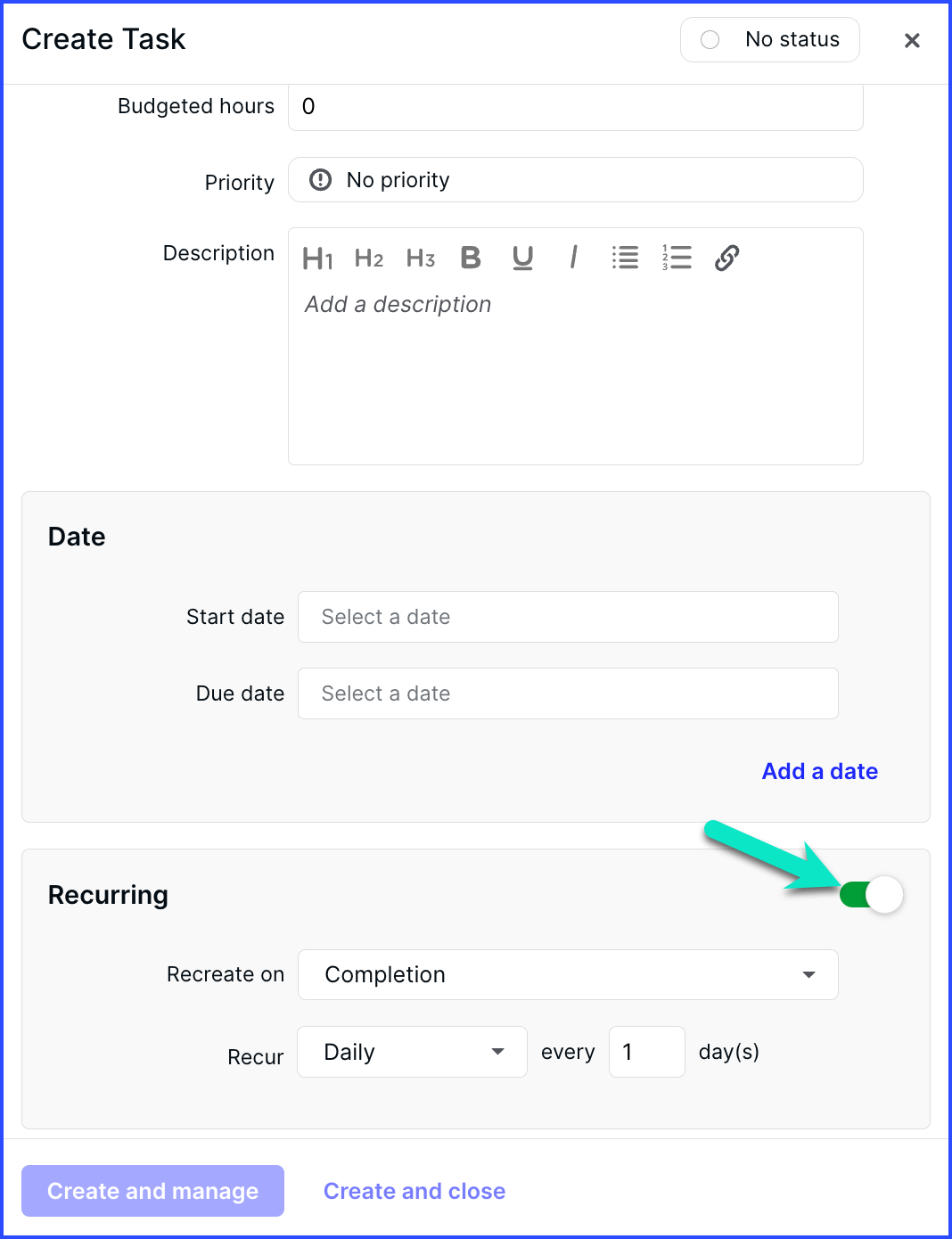 recurring projects in canopy