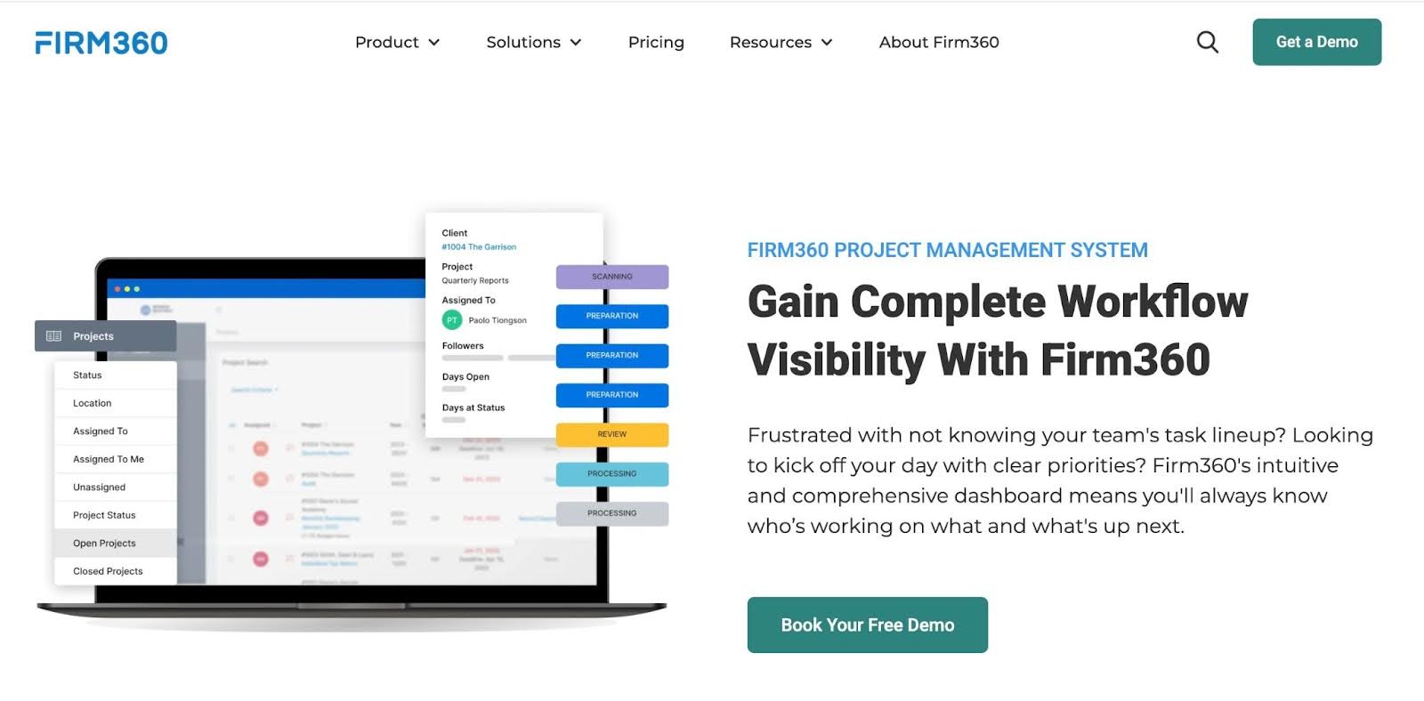Firm360 workflow tool snapshot