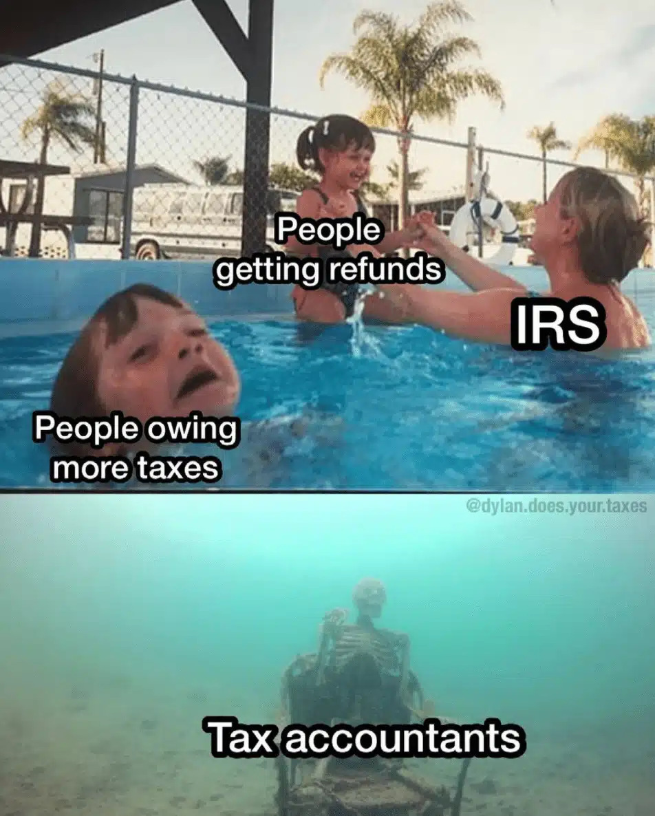 Tax accountants drowning meme