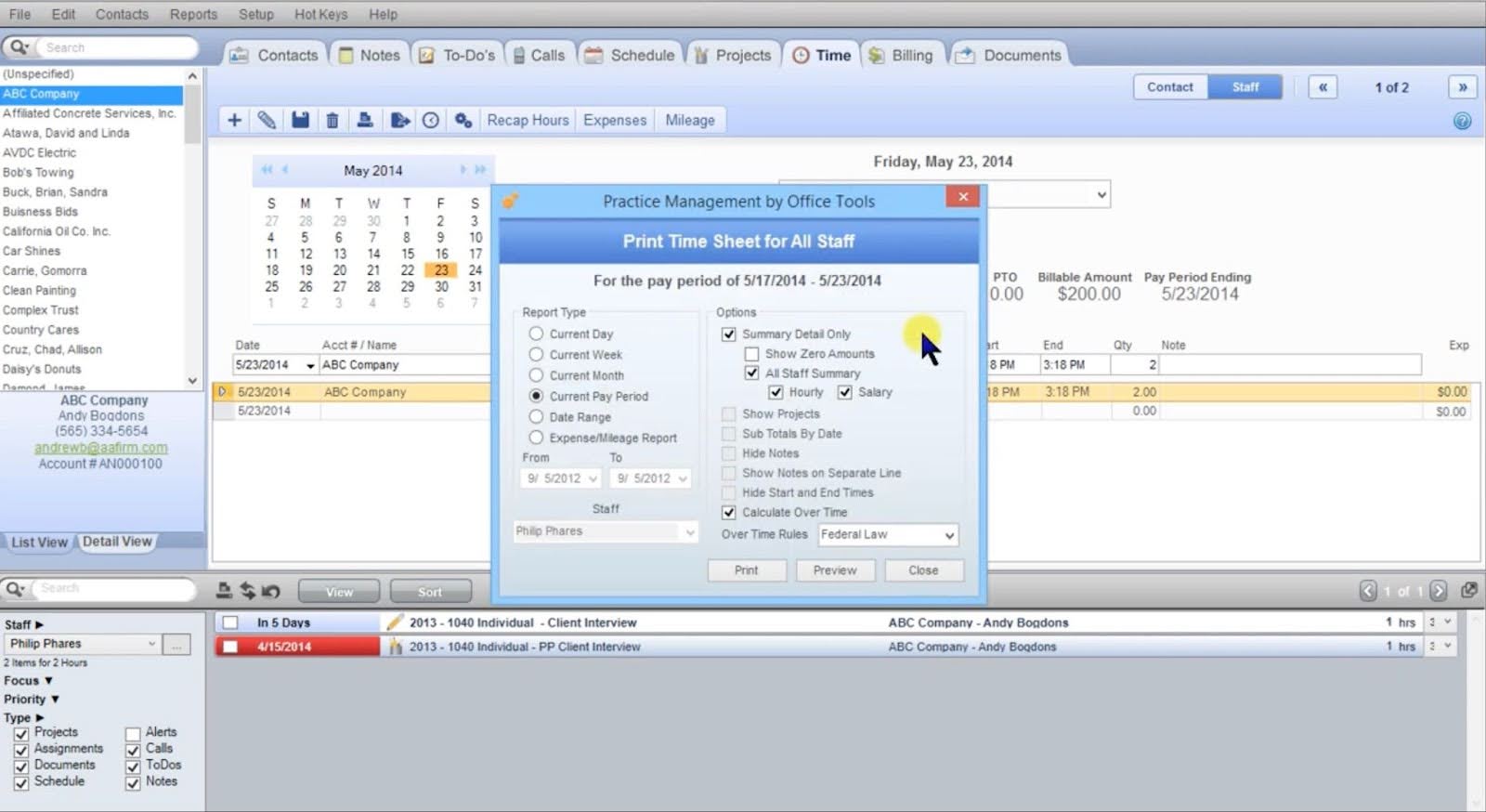 reporting feature in OfficeTools