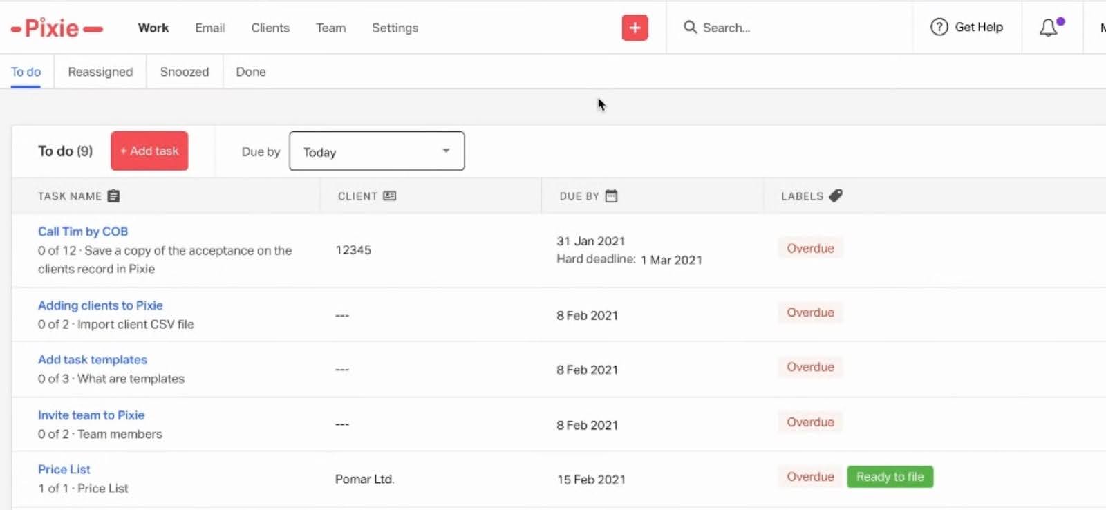 Pixie workflow dashboard
