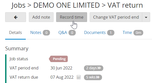 senta time tracking feature