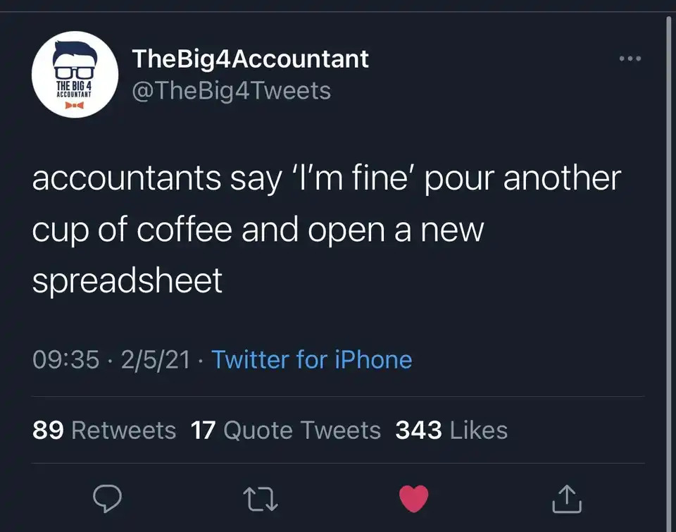 meme - when accountants say I'm fine