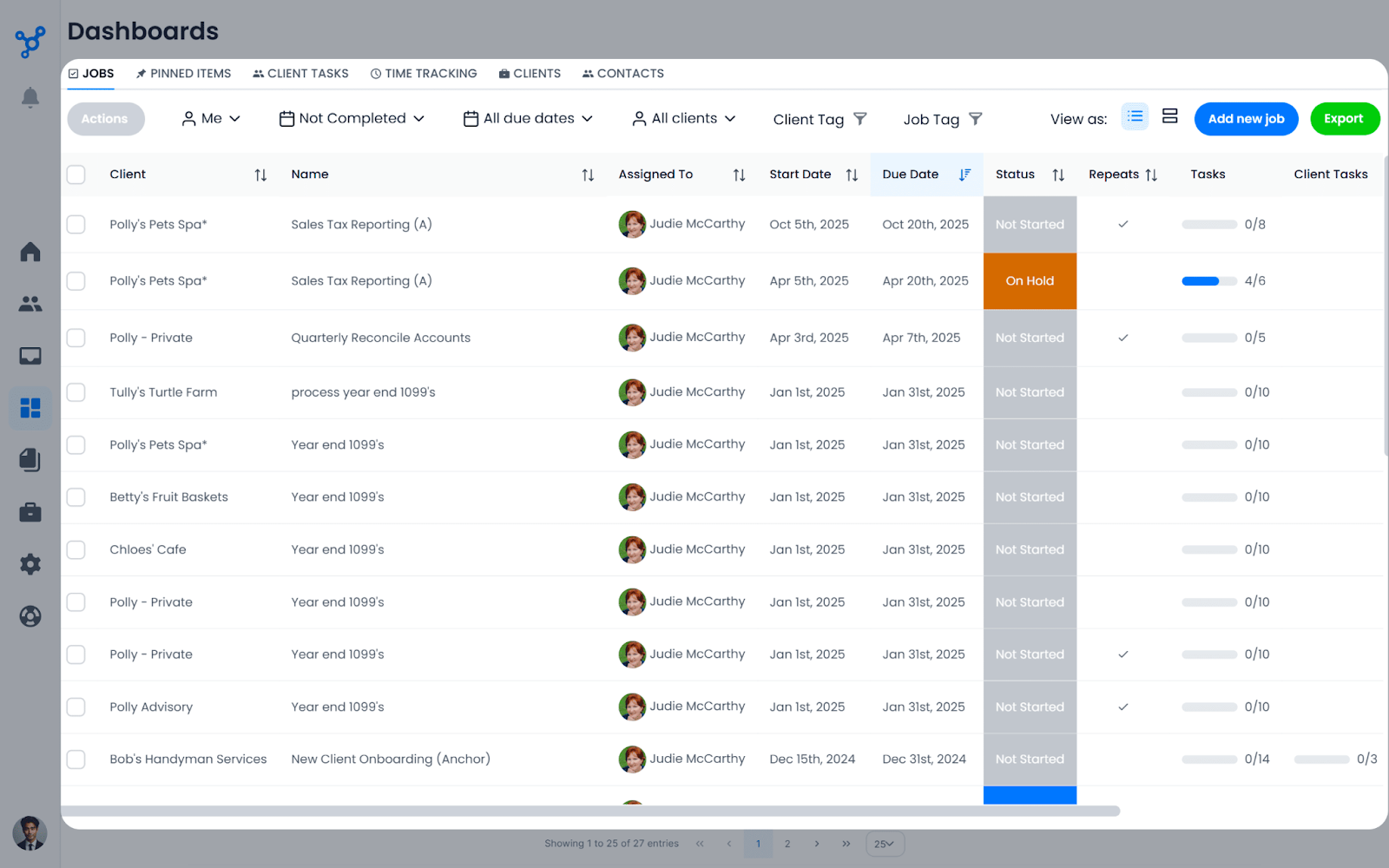client hub jobs dashboard
