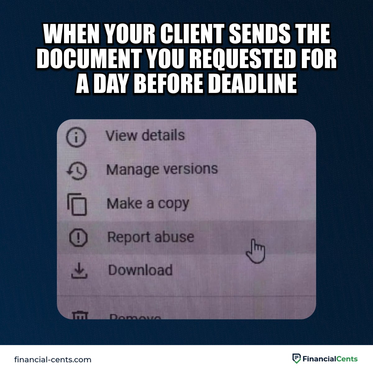 funny accountant meme - report client abuse