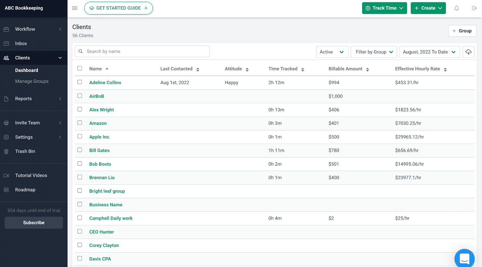 Financial Cents client dashboard
