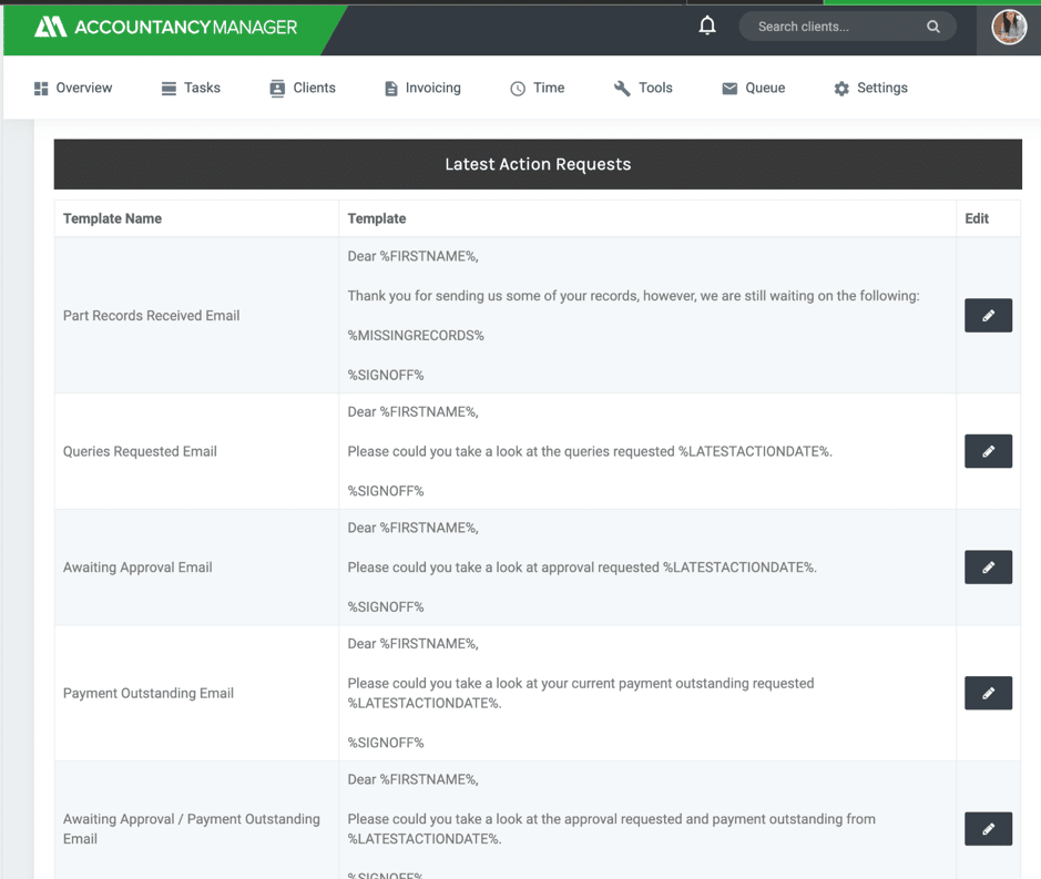 accountancy manager dashboard