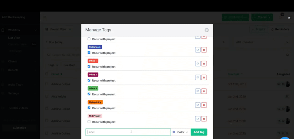 due date tracker interface