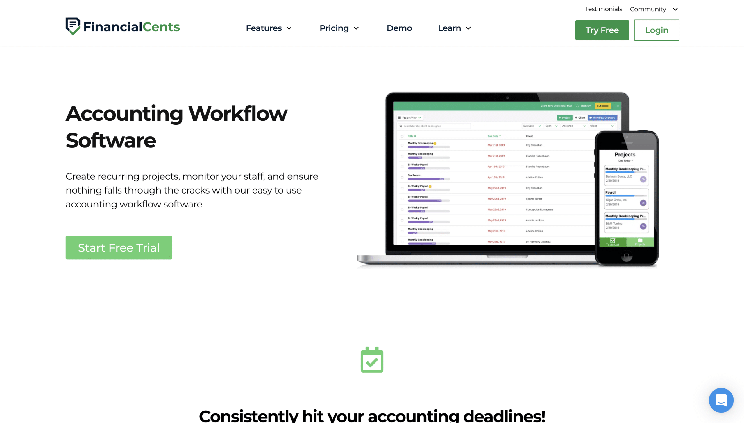 accounting workflow software product page