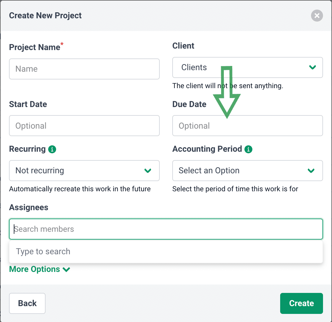 due date feature for accounting projects