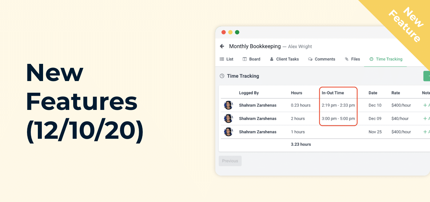 New Features (12/10/20)
