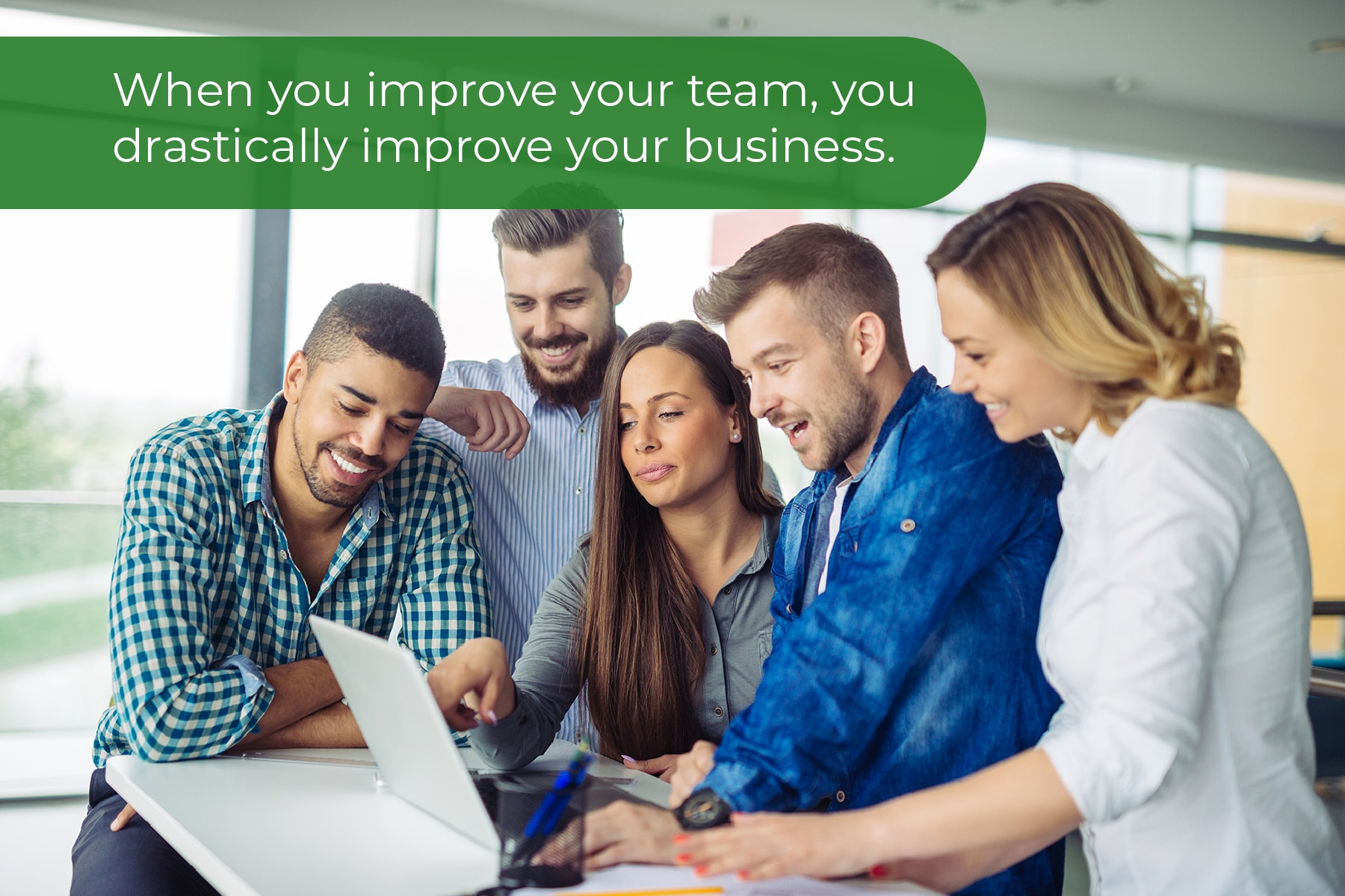 a happy group of accounting team members