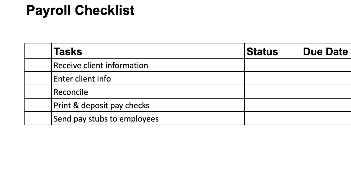 Payroll Checklist Template