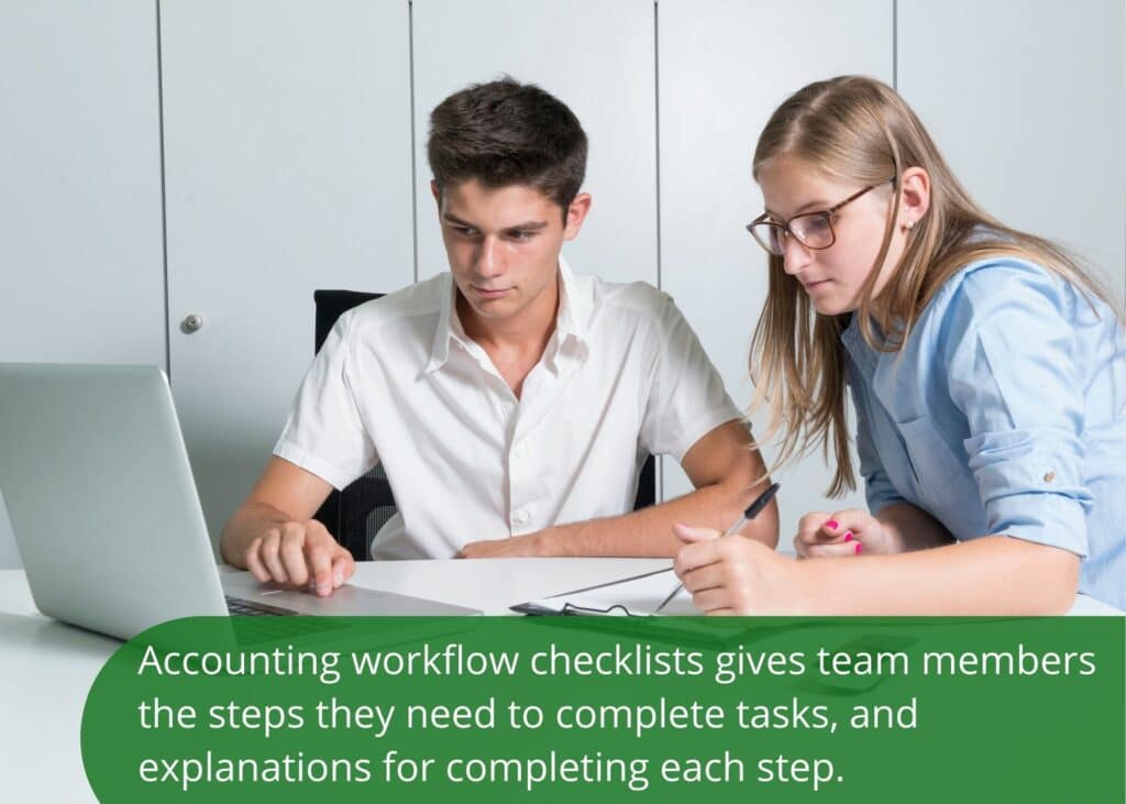 accounting workflow checklist gives steps to completes tasks