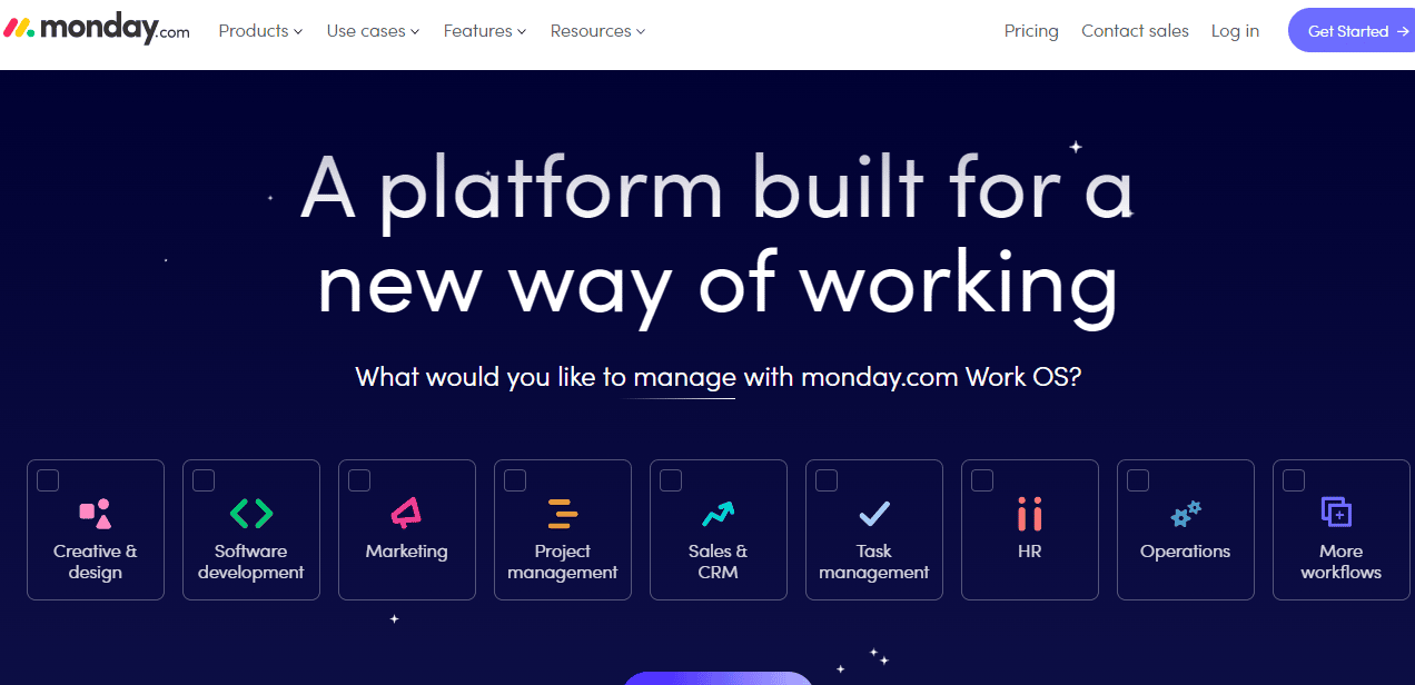 monday.com website snapshot