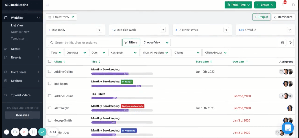 Financial Cents vs. Asana - financial cents dashboard