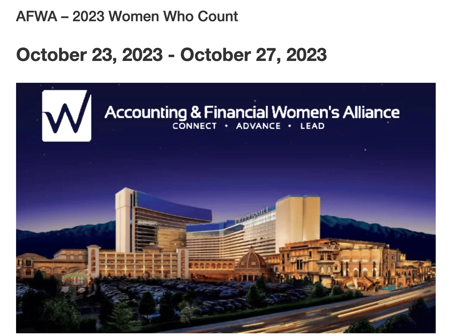 Accounting Conferences 2023 - Women Who Count Landing Page