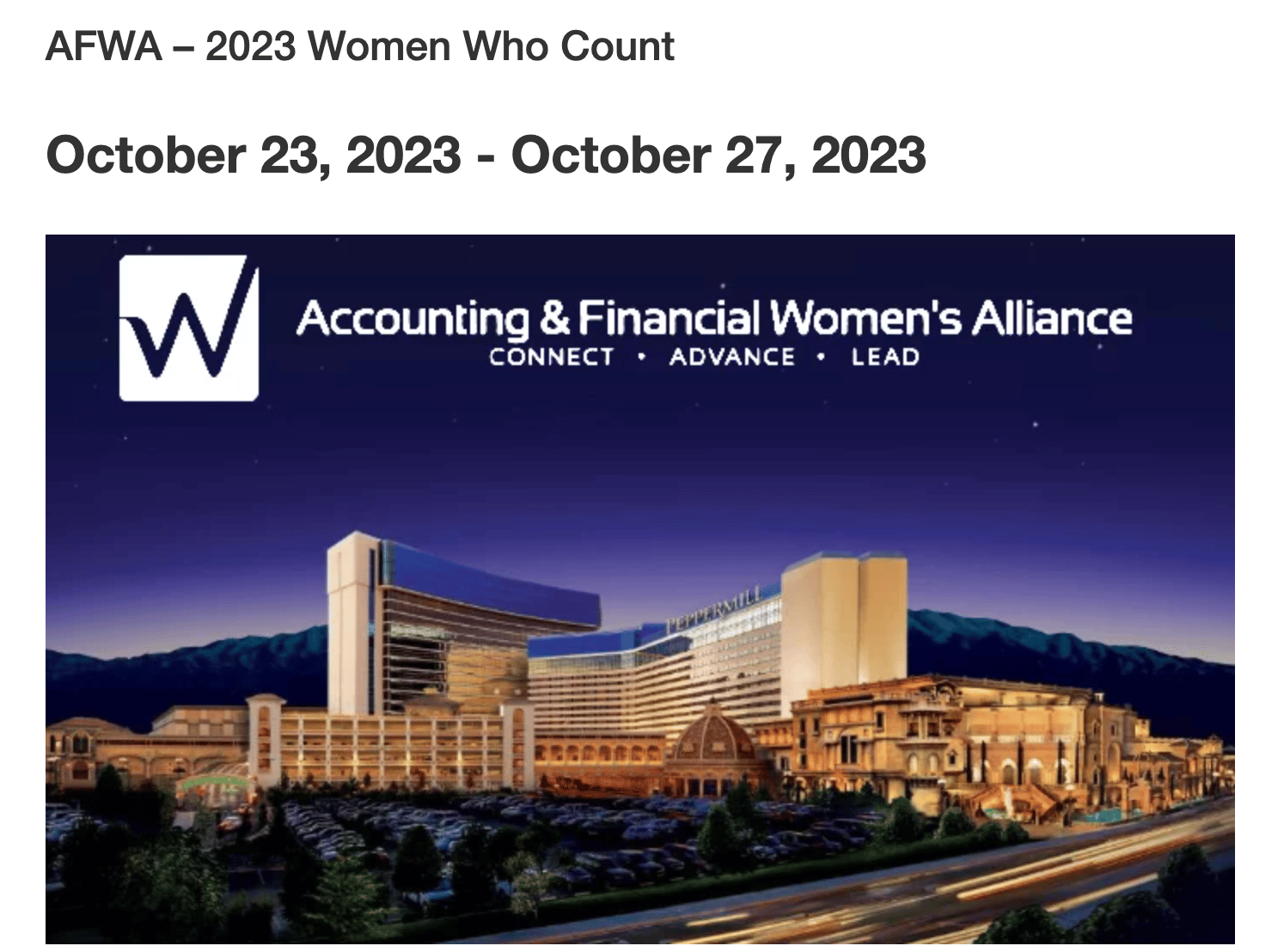 accounting conferences 2023 - Women Who Count landing page