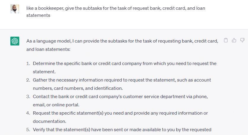 use chatgpt to create sub tasks