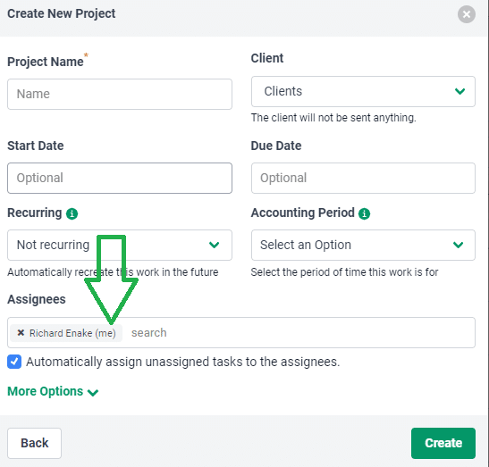 Task Assignment Tab On The Project Creation Dashboard
