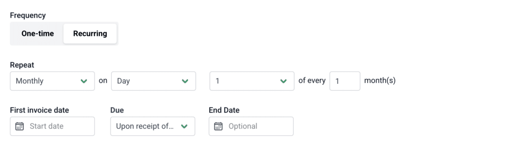 recurring billing in Financial Cents