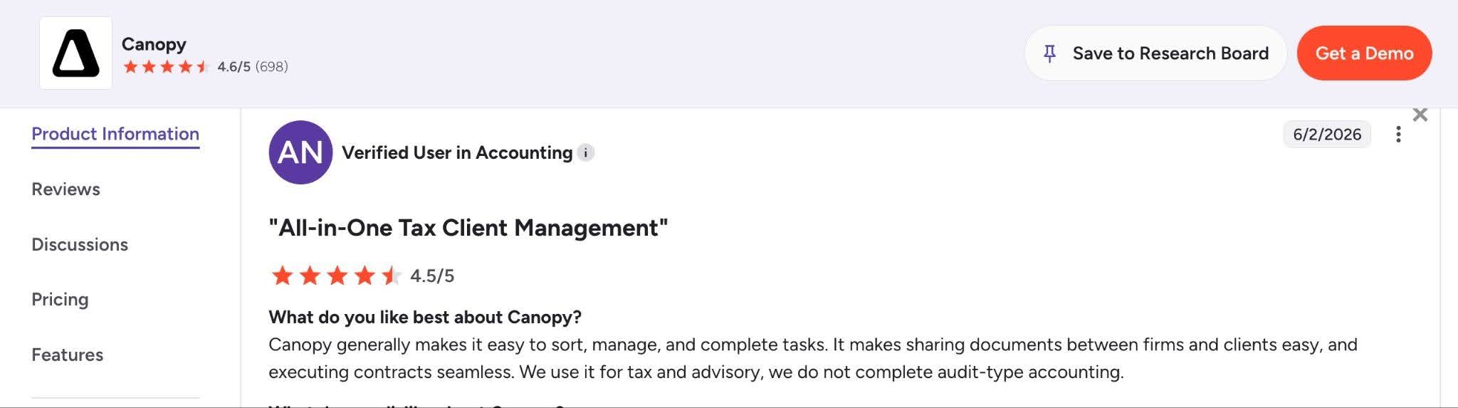 review of Canopy by a verified user