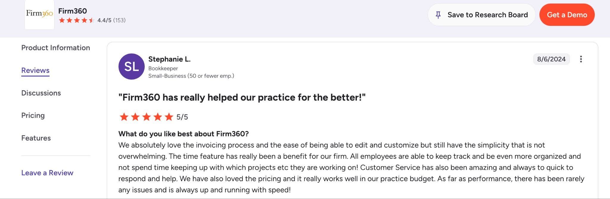 A review of Firm360 by Stephanie L.