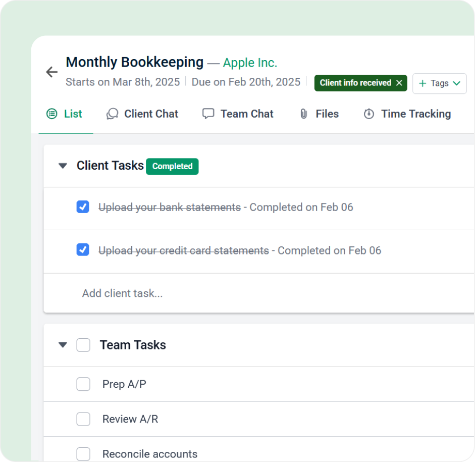 Stay on top of your work
with powerful workflows and to-do lists Projects screen